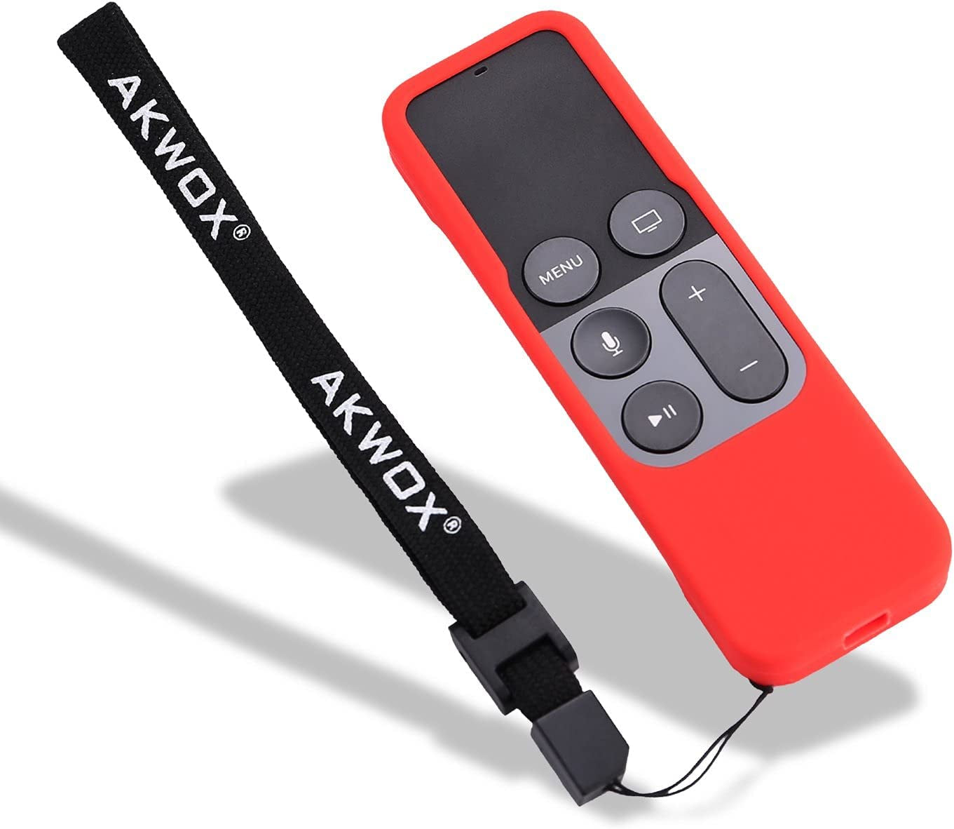 Stylish Akwox Rose Red Siri Remote Case with Lanyard for Apple TV (4th/5th Gen) - Ultimate Protection & Convenience!