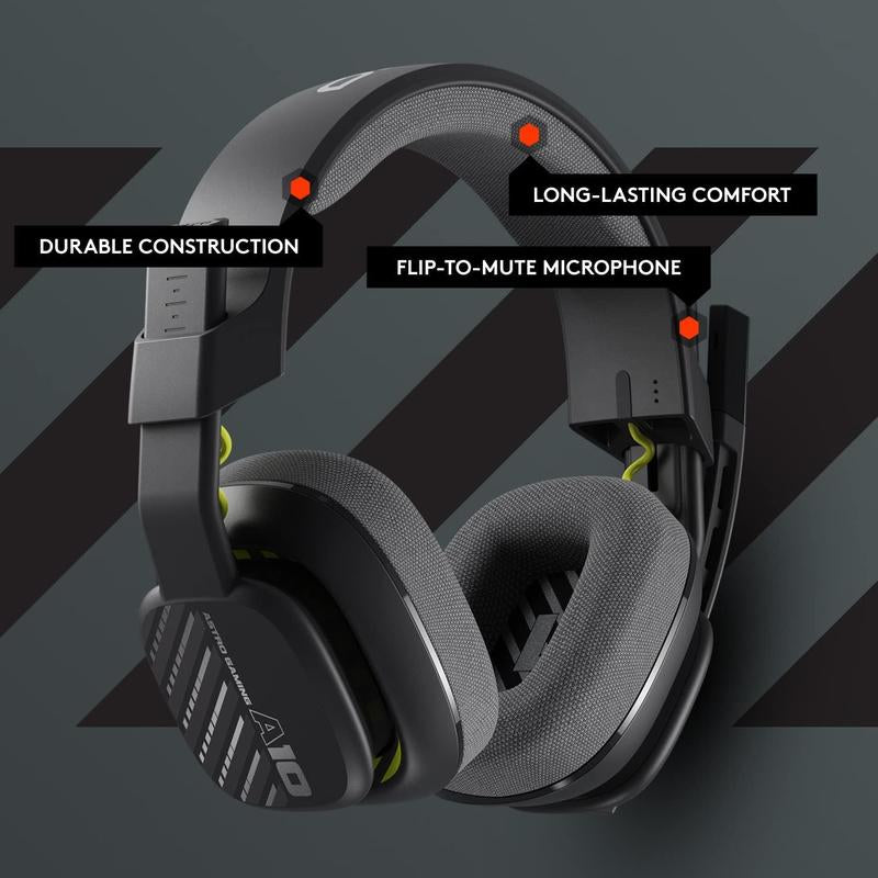 Astro A10 Gaming Headset Gen 2 Wired Headset - Over-Ear Gaming Headphones with Flip-To-Mute Microphone, 32 Mm Drivers, for Xbox Series X | S, Xbox One, Nintendo Switch, PC, Mac - Bulk - W/Pouch (Black)