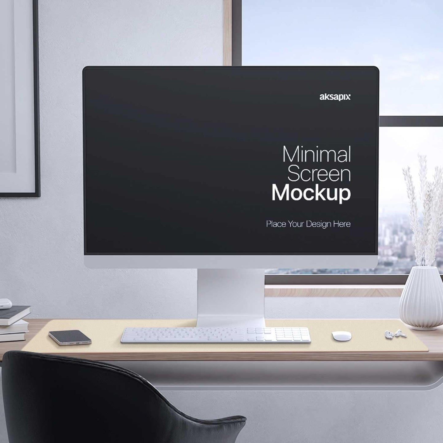 Aothia Extra Large Double-Sided PU Leather Desk Pad - Non-Slip Mouse Pad & Durable Desk Mat for Home/Office - Waterproof & Easy to Clean (31.5" X 15.7", Beige)