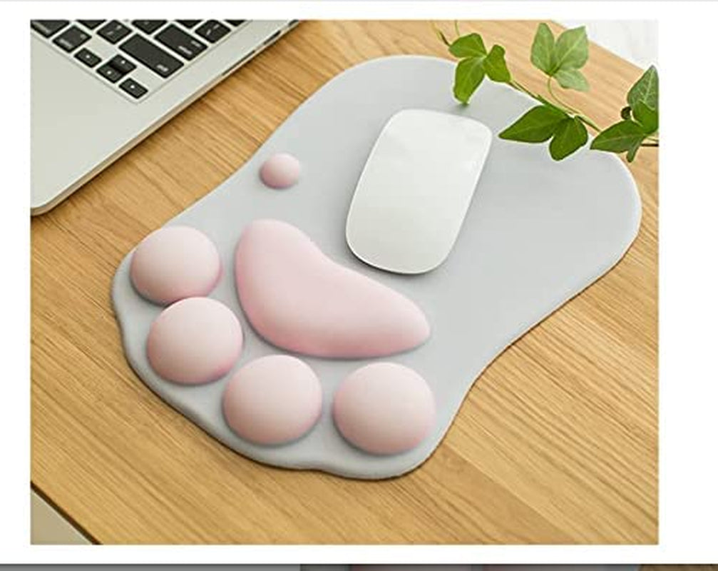 Ergonomic Cat Paw Mouse Pad with Soft Silicone Wrist Support - Non-Slip Design for Gaming & Office (Gray/White)