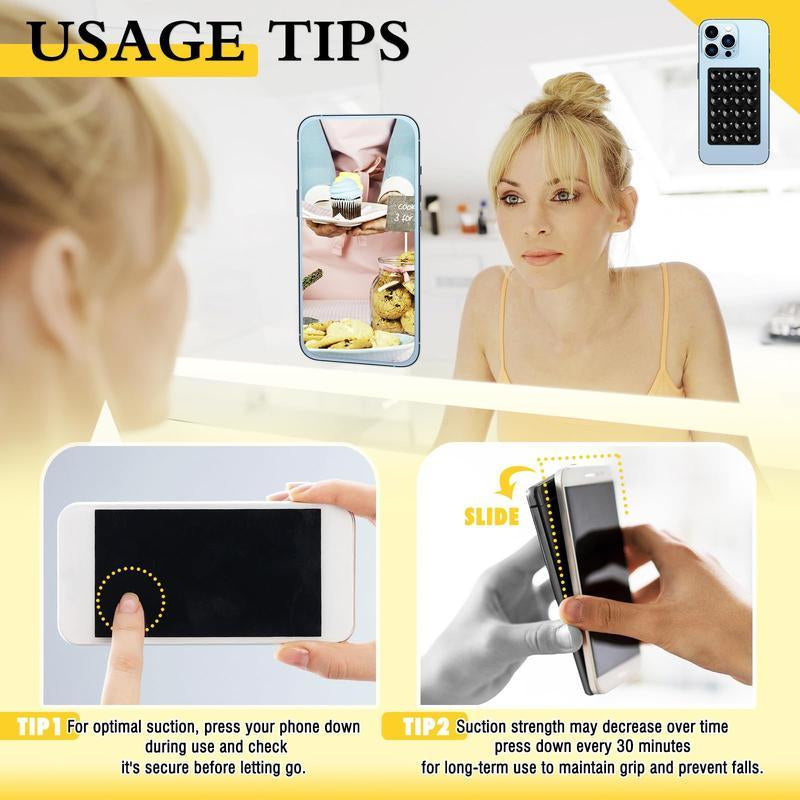 2PCS Silicone Suction Phone Case Mount,Non Slip Suction Cup Phone Mount,Hands-Free Phone Accessories Holder for Selfies and Videos,Silicon Adhesive Phone Stand Sticky for Cell Phone Cellphone Smartphone