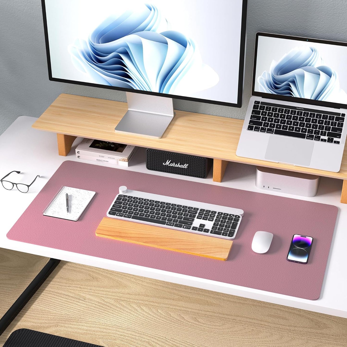 Elevate Your Workspace with a Chic Dark Pink Leather Desk Pad - Non-Slip, Waterproof & Perfectly Versatile (23.6" x 13.7")