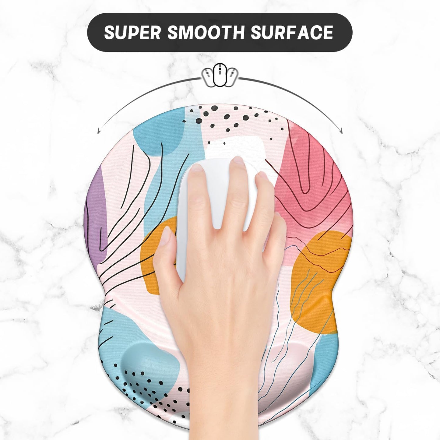 Ergonomic Mouse Pad with Gel Wrist Support - Comfort & Pain Relief for Office Use, Stylish Art Pattern (8.7 x 7.2 Inches)