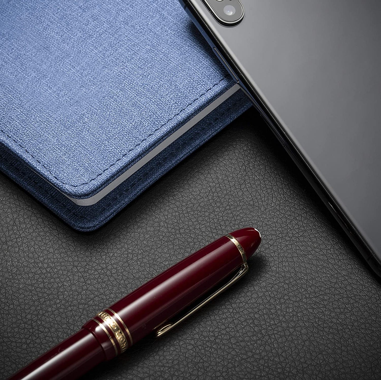 Luxurious Black Leather Desk Blotter Pad - 34" x 17", Non-Slip & Waterproof