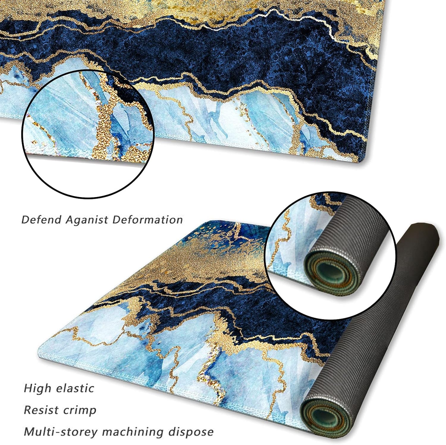 Artso XXL Blue Marble Gaming Mouse Pad – Extra Large Non-Slip Desk Mat with Stitched Edges for Ultimate Comfort and Style, 35.1" x 15.7