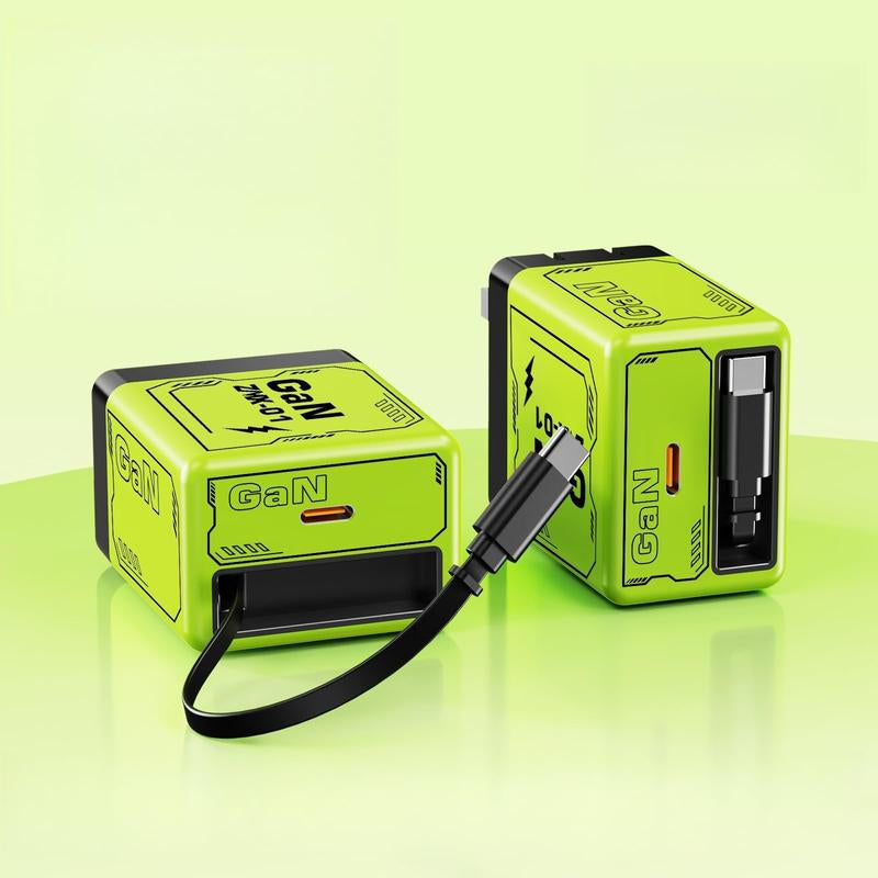 4 1 Charging Cable 120W Gan Charger Fast Charging,Retractable Phone Charger Wall Plug with Lightening and Type-C Cables,For Iphone16/15/14/13/12/11 Series, Galaxy S25 24,Android and More Smartphone Cellphone Electronic Chargers