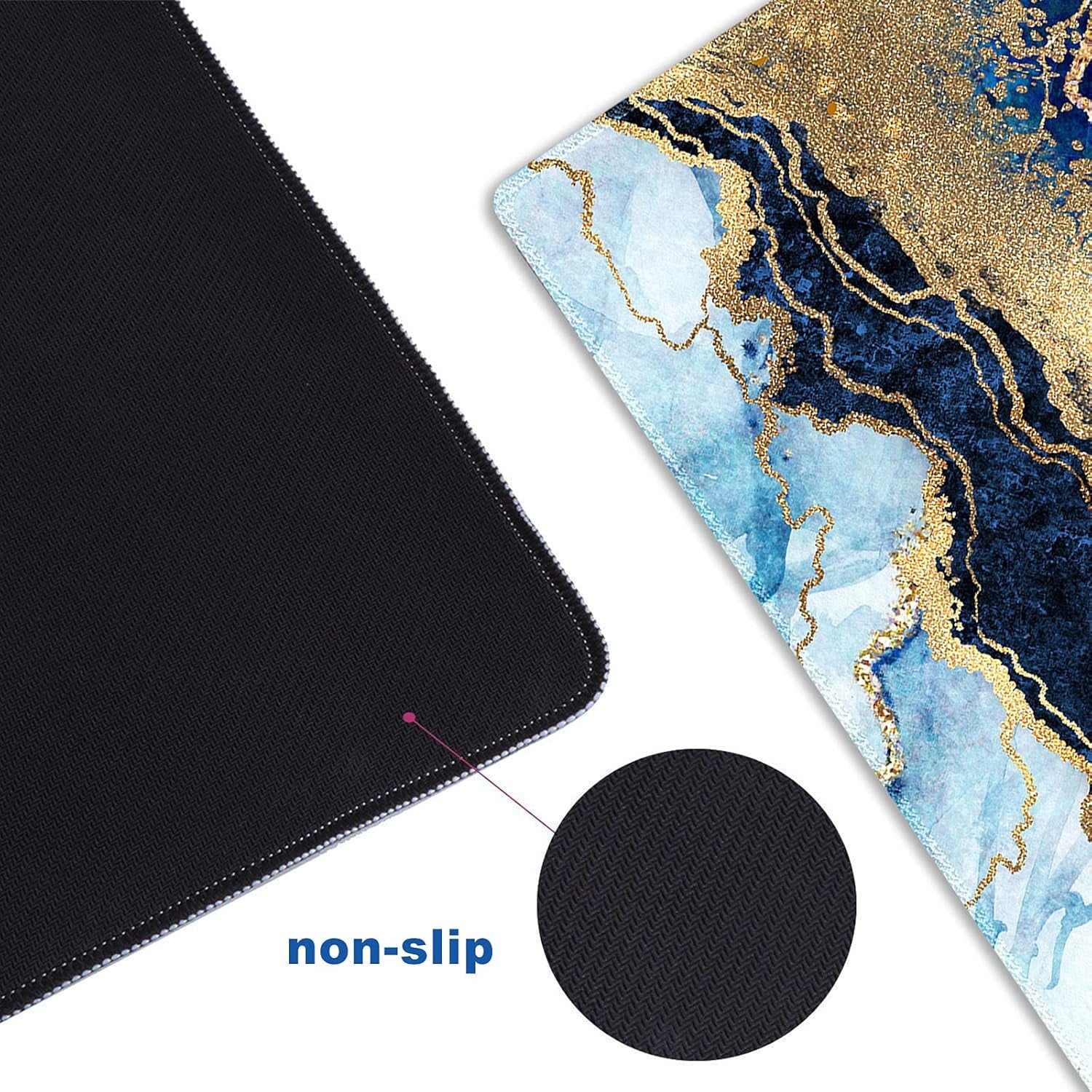 Artso XXL Blue Marble Gaming Mouse Pad – Extra Large Non-Slip Desk Mat with Stitched Edges for Ultimate Comfort and Style, 35.1" x 15.7