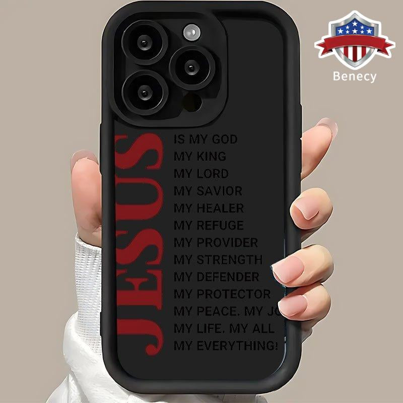 Phone Case for Iphone 16 Pro Max 15 plus 14 13 12 11 XR XS E Vtrendy Jesus Christian Pattern Shockproof Silicone TPU Bumper Drop Protection Cover