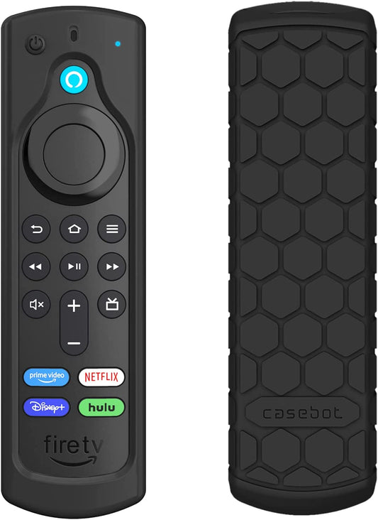 Casebot Premium Anti-Slip Silicone Remote Cover for Fire TV Stick HD/4K/Max & Alexa Voice Remote - Shockproof Protection, Black