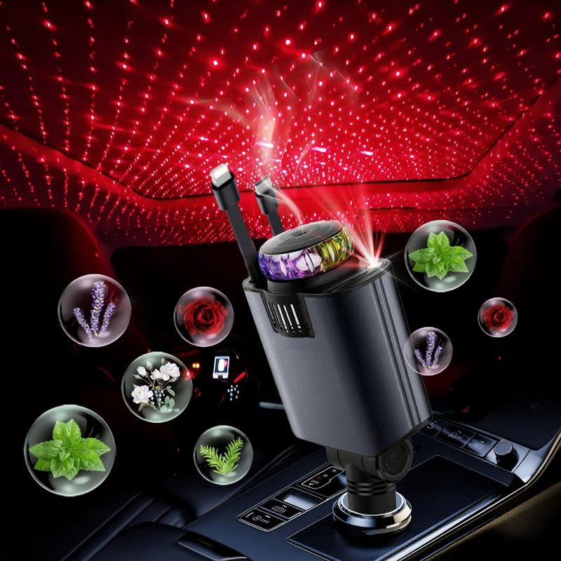 Retractable Car Charger USB C Fast Charging 120W, Caraccessories Cigarette Lighter Adapter with Aromatherapystarlight/Air Freshener , Car Charger Iphone16 15 14 13 12 11 Essentials Giftfor Travelers, Men, Women