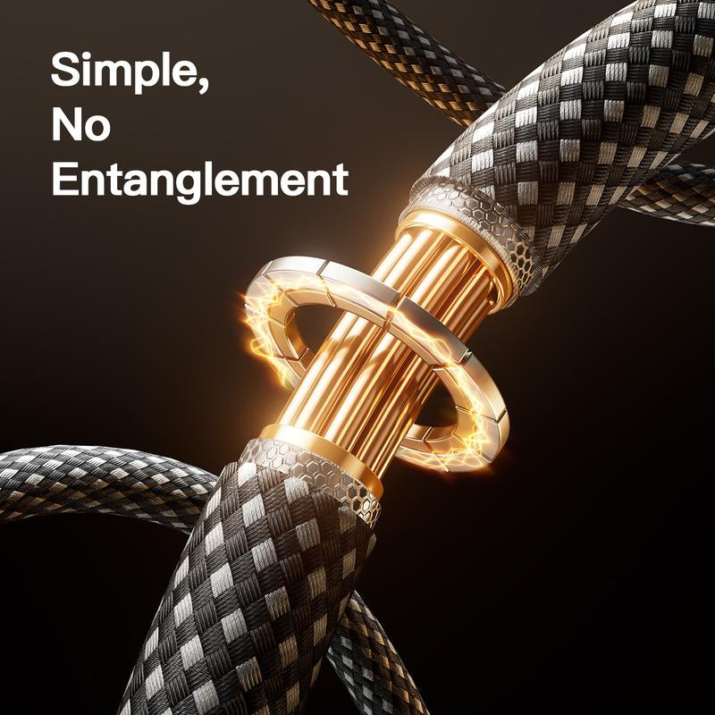 Fast Charge Magnetic Charging Cable with USB A, Type C, Lightning60W Fast Charging Anti-Tangle for Iphone 16/15, Ipad Pro, Samsung and Laptops