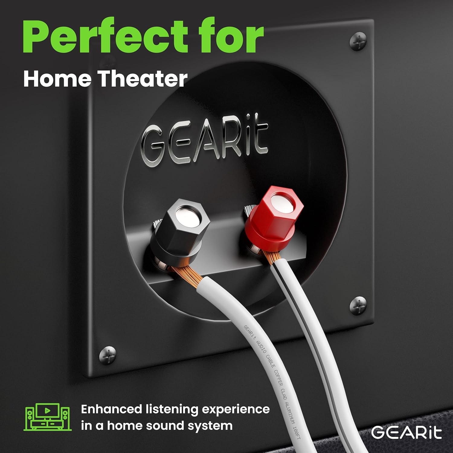 Gearit Pro Series 12 AWG Speaker Wire - 50 Feet of High-Quality Cable for Home Theater and Car Speakers - Premium White Design