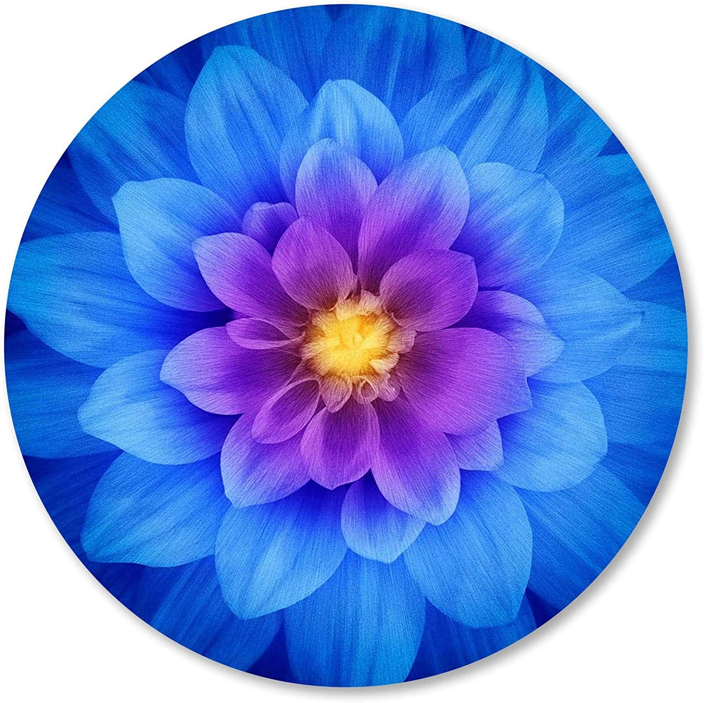 Vibrant Blue Watercolor Lotus Flower Round Mouse Pad - Stylish Non-Slip Rubber Base for Women, Perfect 7.9 Inch Personalized Mousepad for Laptop & Computer