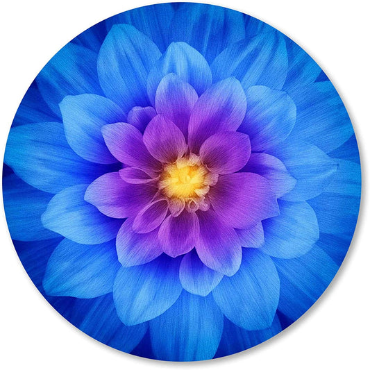 Vibrant Blue Watercolor Lotus Flower Round Mouse Pad - Stylish Non-Slip Rubber Base for Women, Perfect 7.9 Inch Personalized Mousepad for Laptop & Computer
