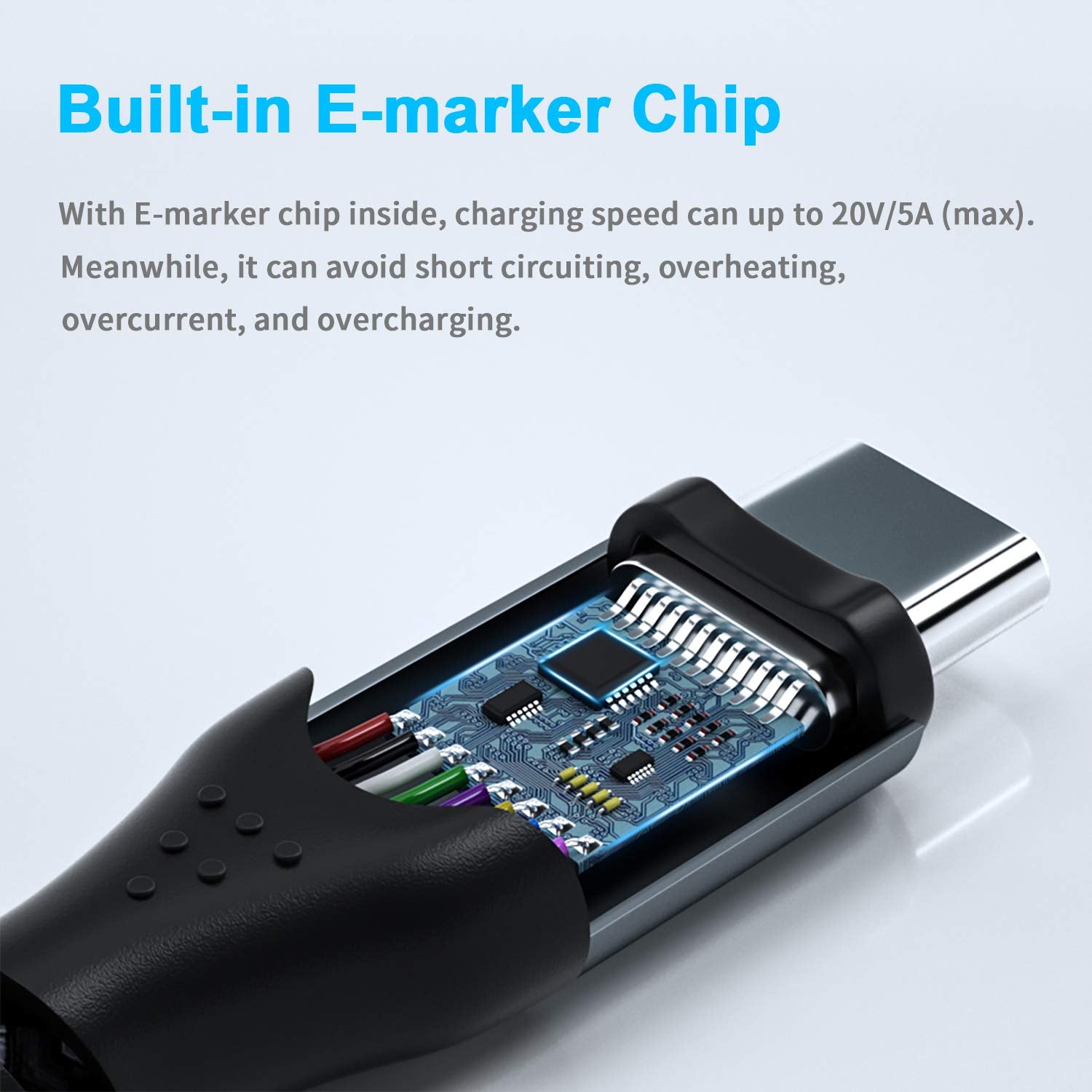 Fasgear 1.6Ft USB C to USB C Cable - 100W Fast Charging, 10Gbps USB 3.1 Gen 2, 5A Power Delivery, E-Marker Chip - Compatible with Macbook, Galaxy S21, iPad Air, Pixel 5/4/XL, Red