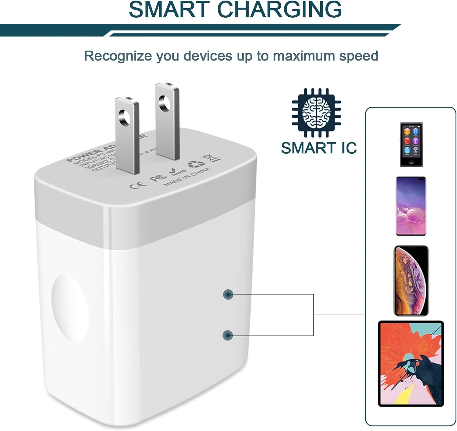 AILKIN 2-Pack High-Speed 4.8A Multi-Port USB Wall Charger - Compatible with iPhone, Samsung, LG & More!