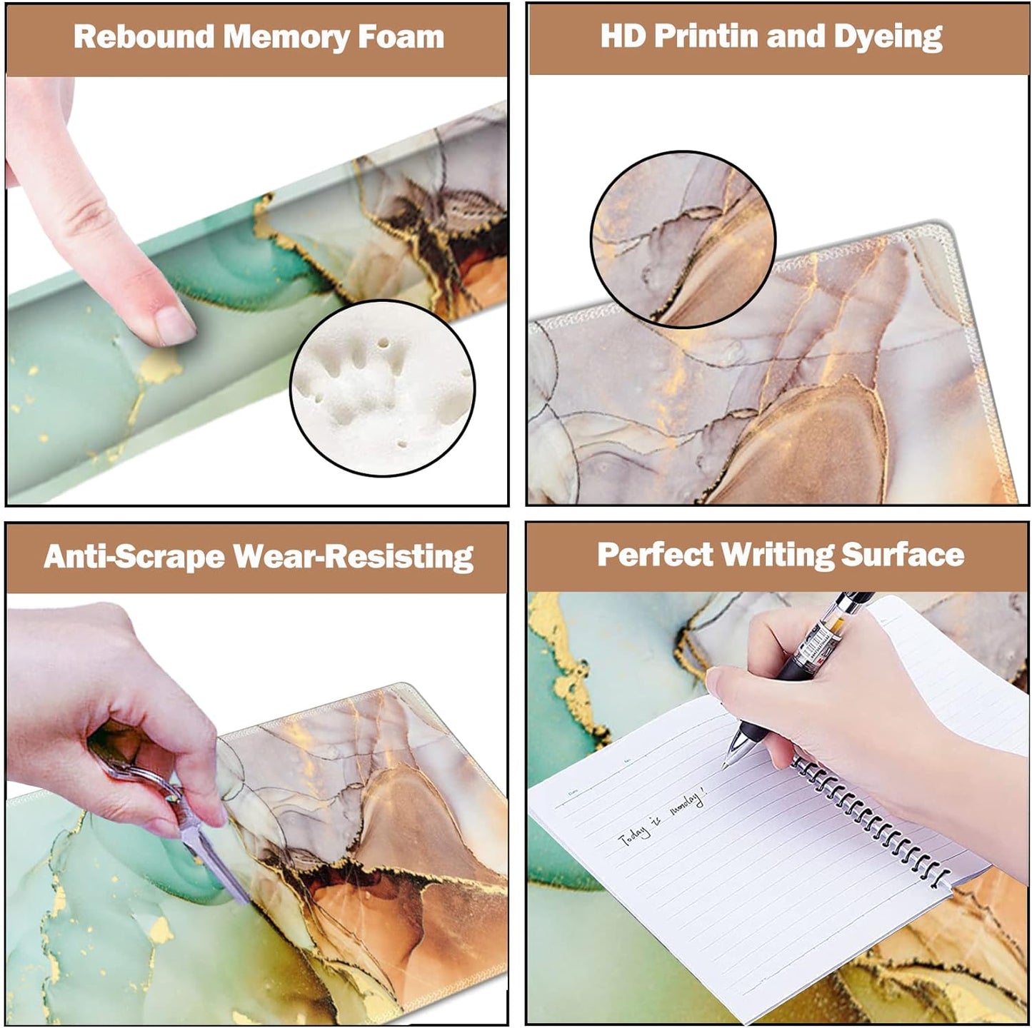 ARCTSO Extra Large Gaming Mouse Pad & Wrist Support Set - Premium Memory Foam, Non-Slip Base, Stylish Abstract Marble Design for Ultimate Comfort & Performance