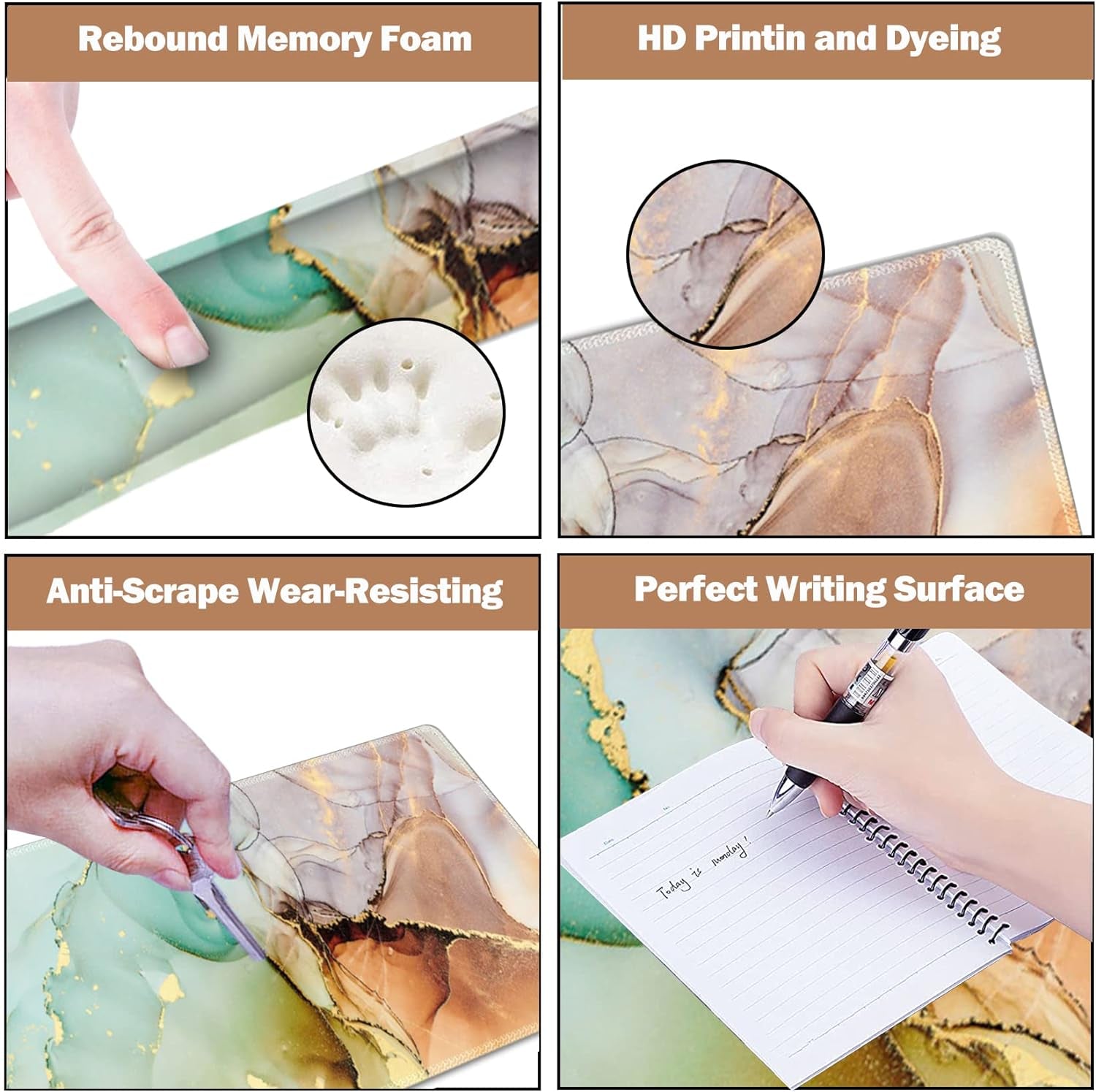 ARCTSO Extra Large Gaming Mouse Pad & Wrist Support Set - Premium Memory Foam, Non-Slip Base, Stylish Abstract Marble Design for Ultimate Comfort & Performance