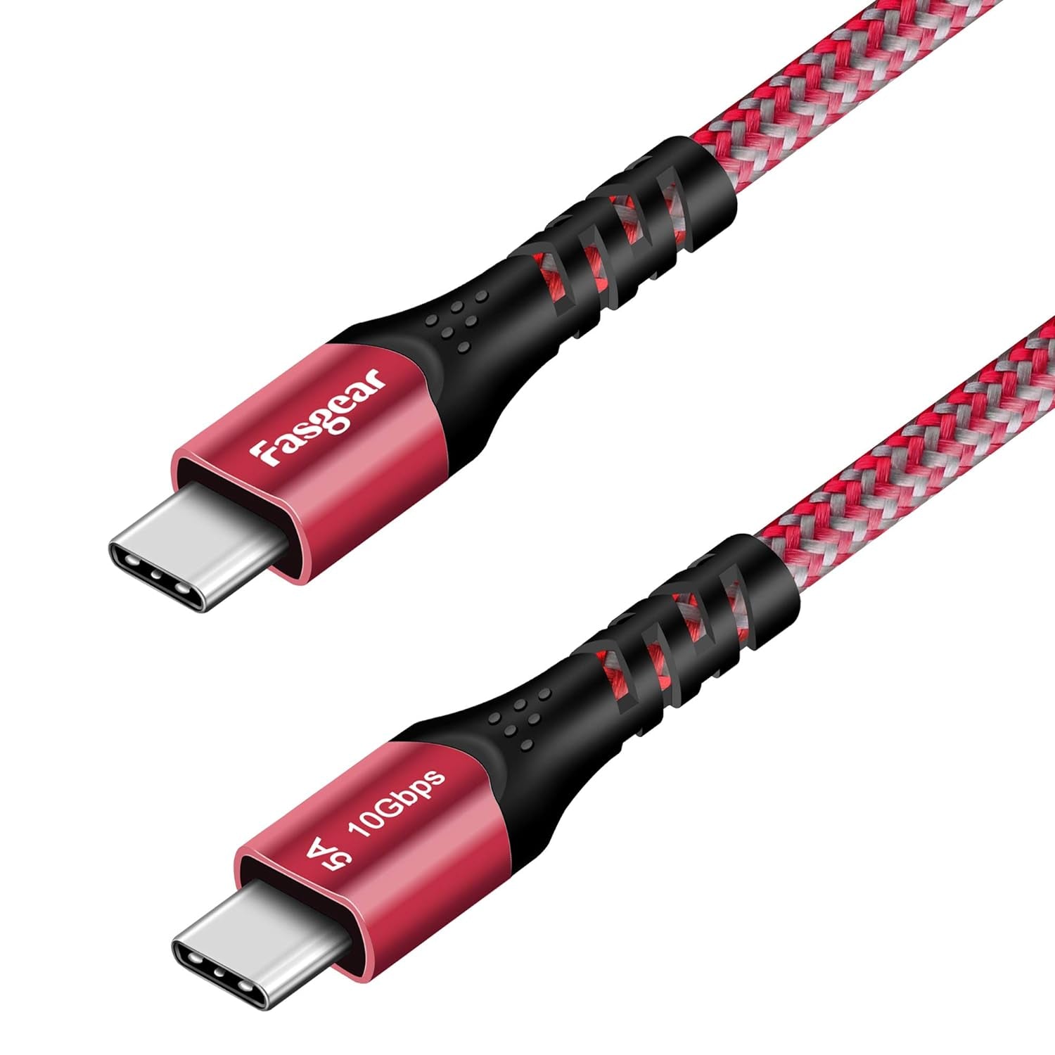 Fasgear 1.6Ft USB C to USB C Cable - 100W Fast Charging, 10Gbps USB 3.1 Gen 2, 5A Power Delivery, E-Marker Chip - Compatible with Macbook, Galaxy S21, iPad Air, Pixel 5/4/XL, Red