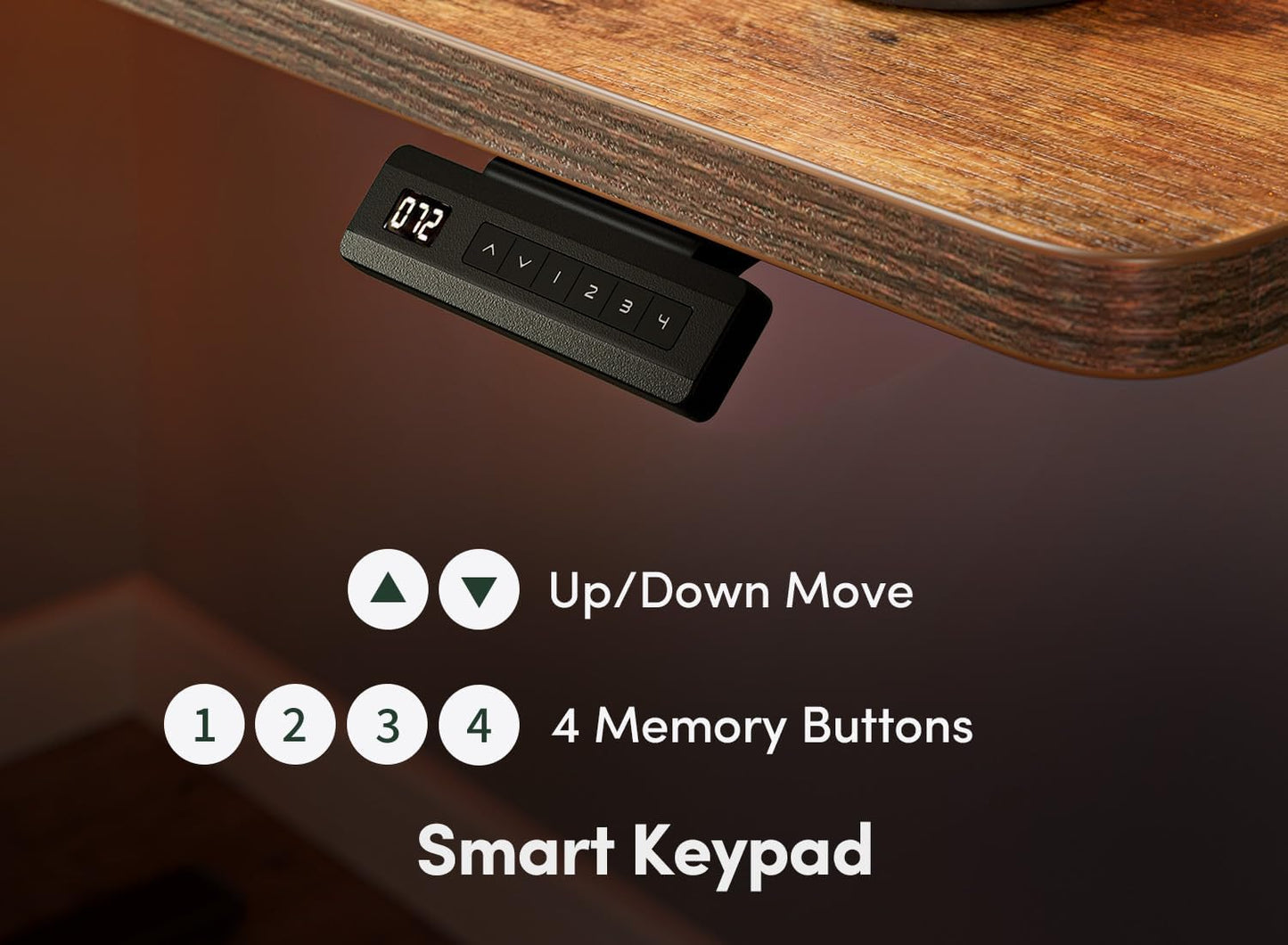 FEZIBO Height Adjustable Electric Standing Desk - 48x24 Inches Rustic Brown Sit-Stand Home Office Solution