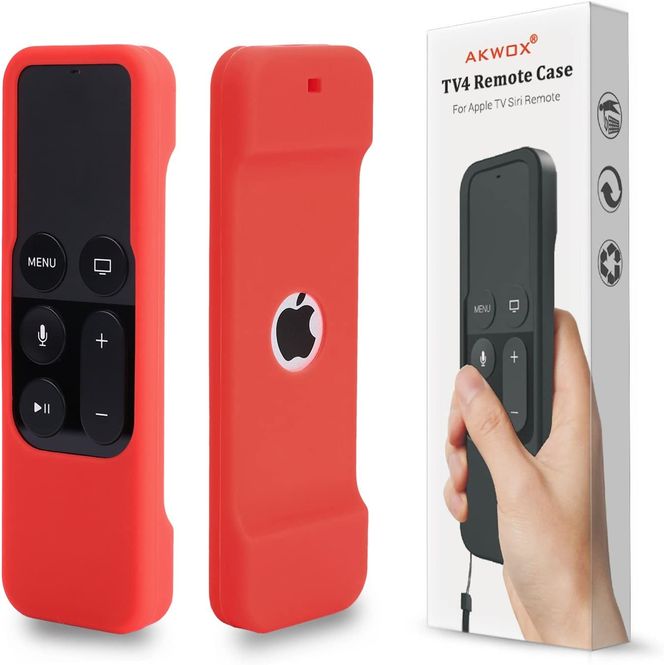 Stylish Akwox Rose Red Siri Remote Case with Lanyard for Apple TV (4th/5th Gen) - Ultimate Protection & Convenience!