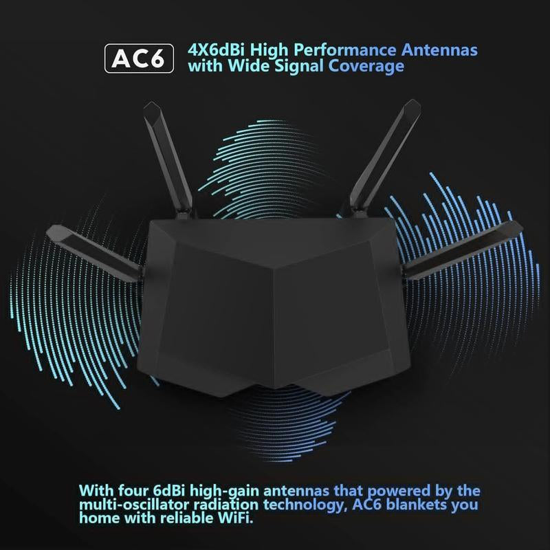 Tenda AC1200 Smart Wifi Gaming Router, High Speed Dual Band Wireless Internet Router for Home with Smart APP, 4 X 100 Mbps Fast Ethernet Ports, Easy Setup -Supports Guest Wifi, Access Point Mode, Ipv6 and Parental Controls(Ac6)