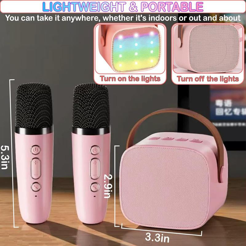Mini Karaoke Machine for Kids Adults, Portable Bluetooth Speaker with 2 Wireless Microphones,Toys Birthday Gifts for Girls Ages 4, 5, 6, 7, 8,9,10,11,12+ Family Home Party, Birthday Party