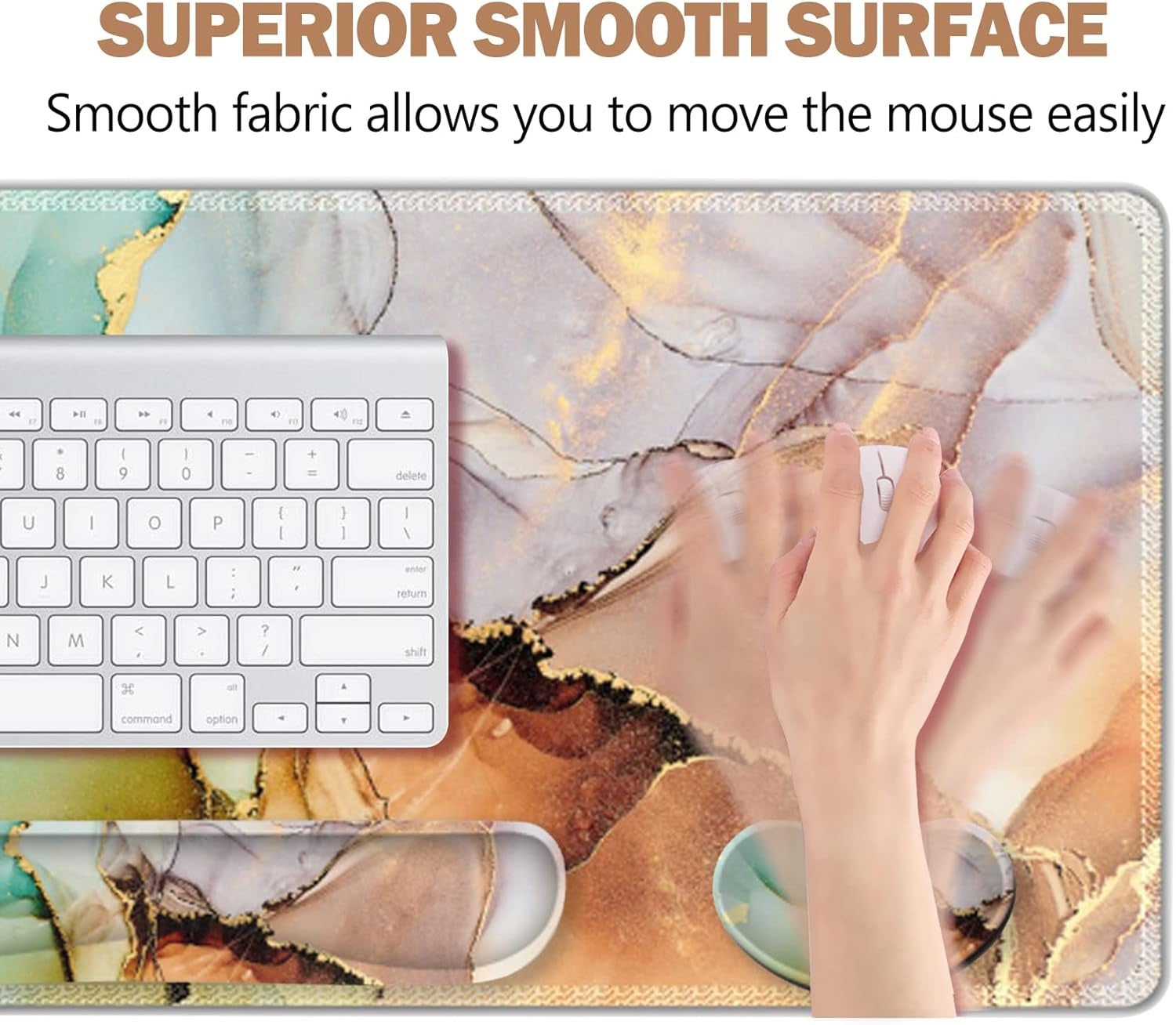 ARCTSO Extra Large Gaming Mouse Pad & Wrist Support Set - Premium Memory Foam, Non-Slip Base, Stylish Abstract Marble Design for Ultimate Comfort & Performance