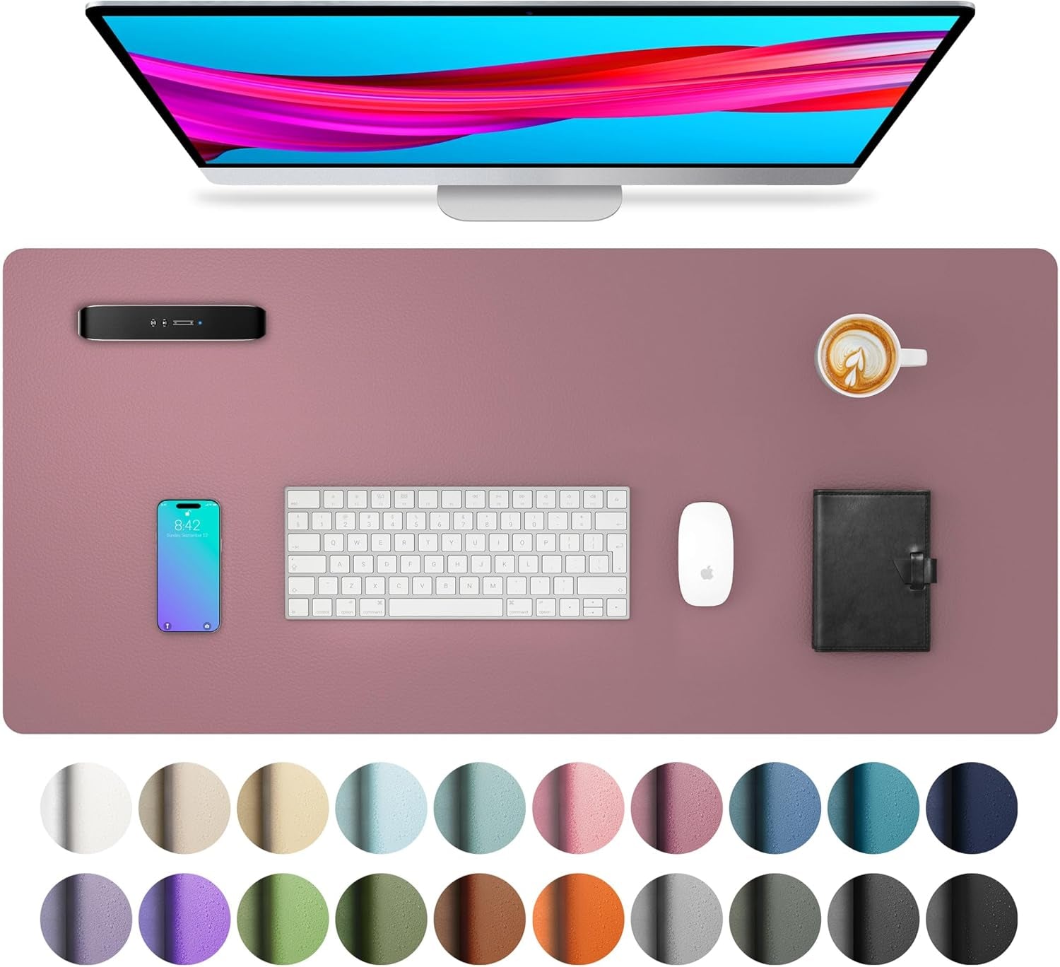 Elevate Your Workspace with a Chic Dark Pink Leather Desk Pad - Non-Slip, Waterproof & Perfectly Versatile (23.6" x 13.7")
