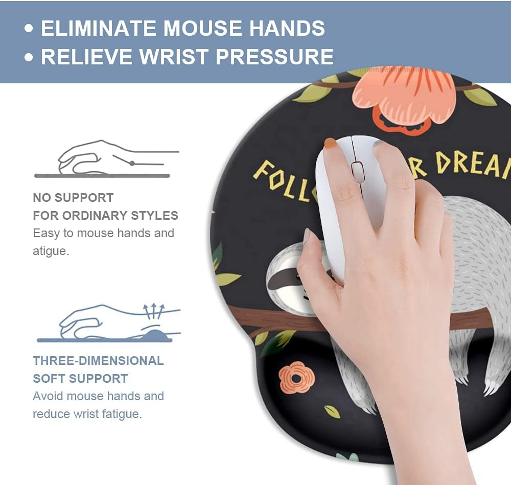 Ergonomic Adorable Sloth Mouse Pad with Non-Slip Base - Perfect for Gaming & Office Use!