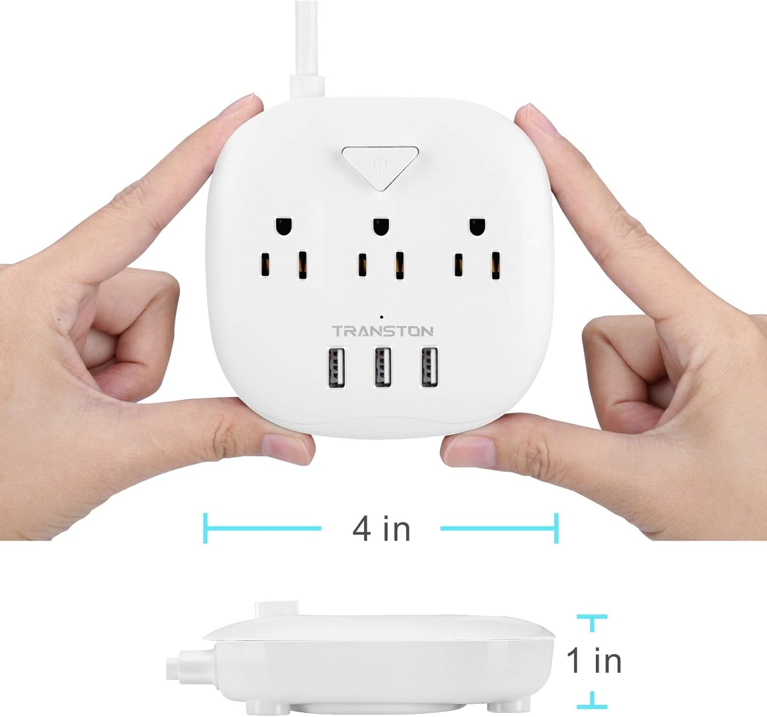 Sleek Smart Power Strip with 3 Outlets & 3 USB Ports - 5 Ft Extension Cord, Perfect for Home, Office & Travel