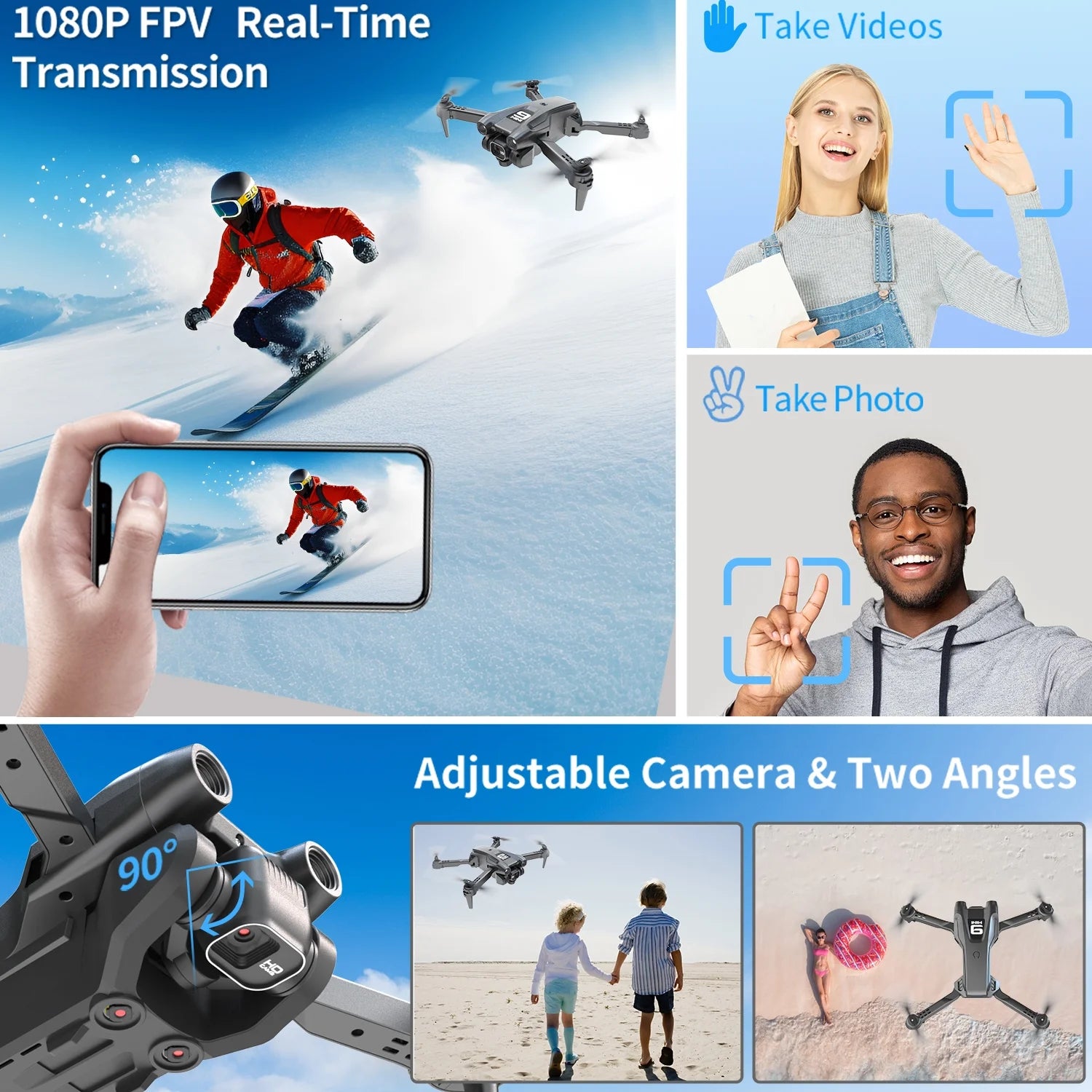 RC Drone with HD Camera, Foldable Quadcopter, Dual Batteries, 30-Min Flight, Altitude Hold, Gesture Control