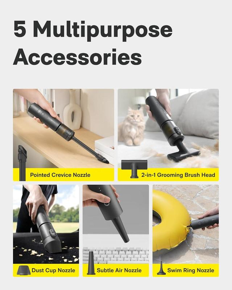 【Deals for You Days】Hoto Handheld Car Vacuum Cleaner Cordless 4-In-1 Portable Mini with 20000Pa Strong Suction Electric Compressed Air Duster Blower for Car Desk Computer Keyboard Home Office Cleaning