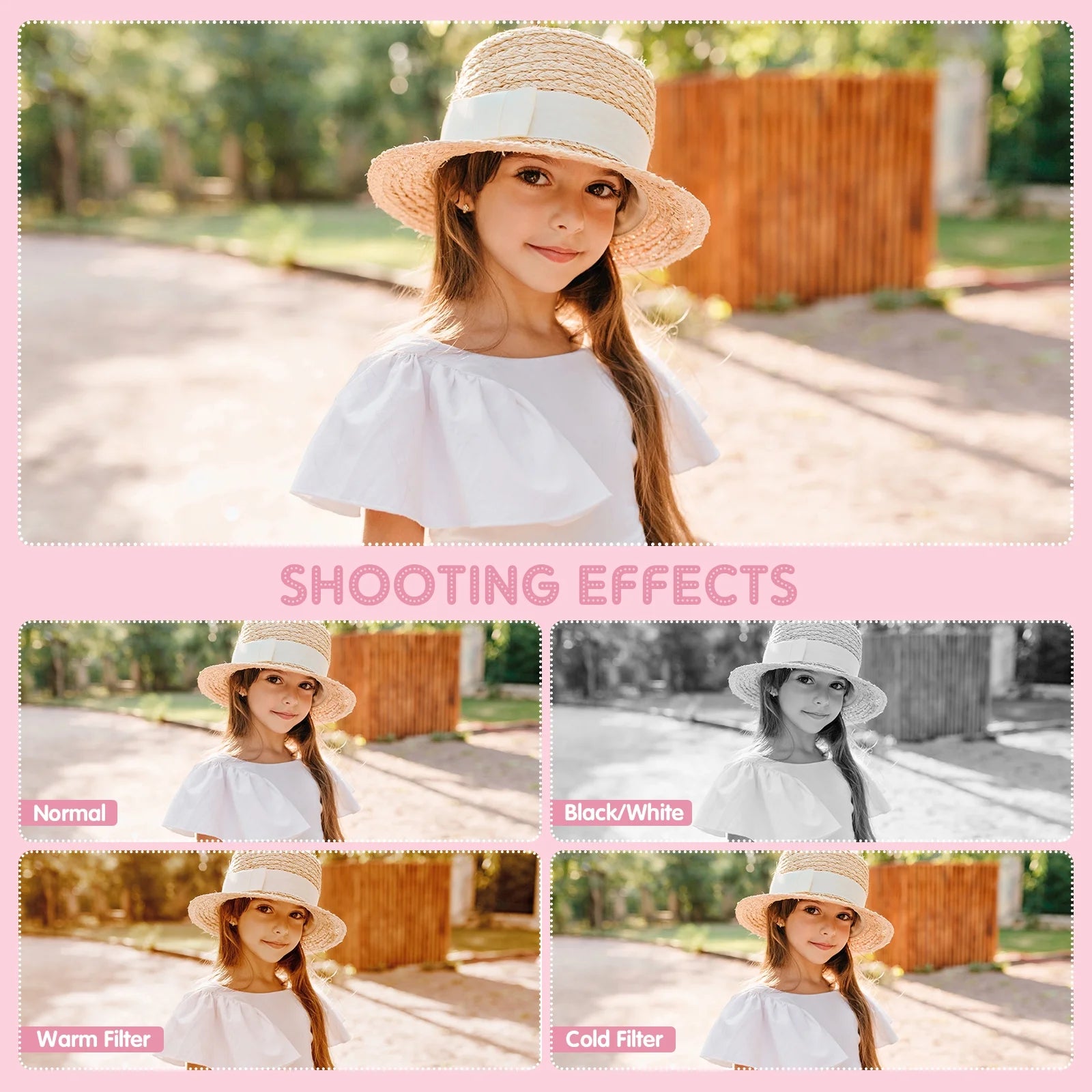 Digital Camera Kids Camera with 32GB Card FHD 1080P 44MP Vlogging Camera 16X Digital Zoom Portable Camera (Pink)