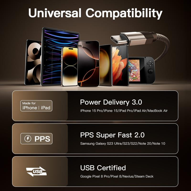 Fast Charge Magnetic Charging Cable with USB A, Type C, Lightning60W Fast Charging Anti-Tangle for Iphone 16/15, Ipad Pro, Samsung and Laptops