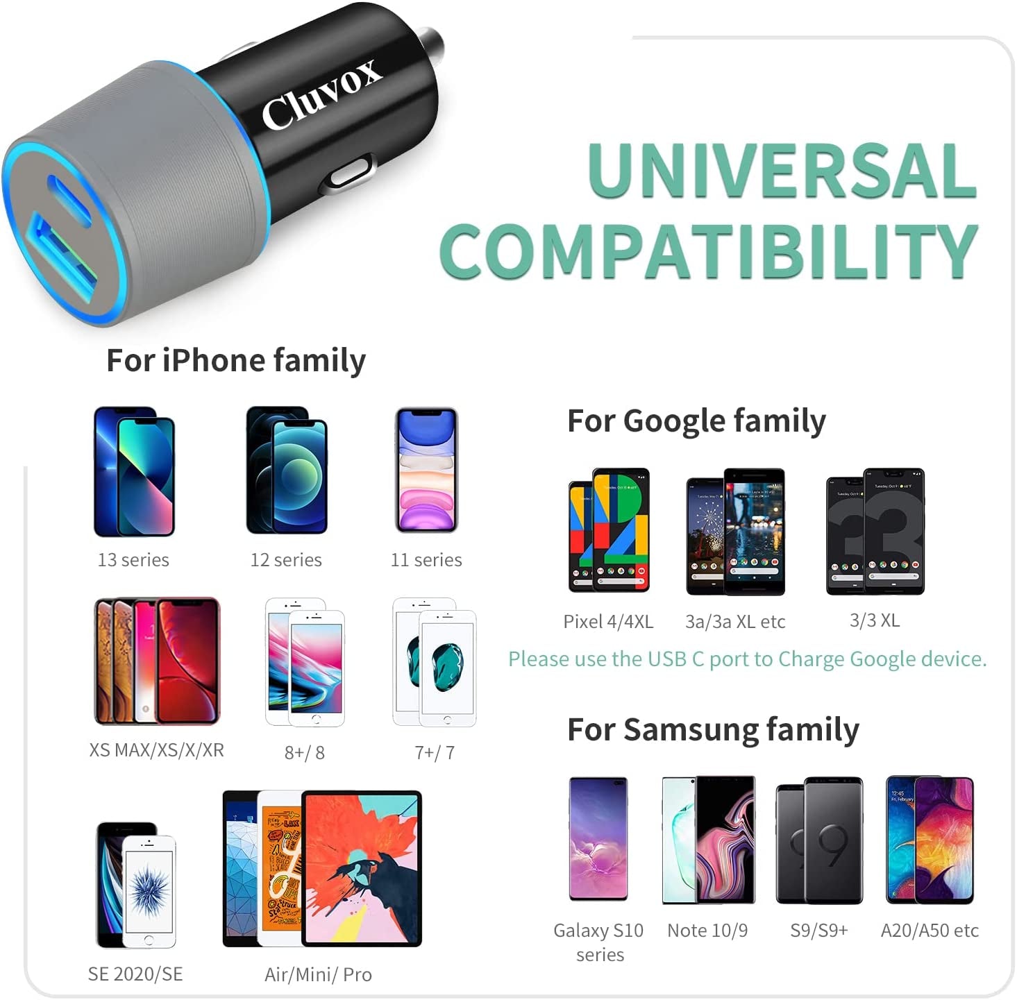 Cluvox 20W Fast Charging Dual USB Car Charger – Compatible with iPhone 16 Pro Max, iPad, Google Pixel, Samsung & More!