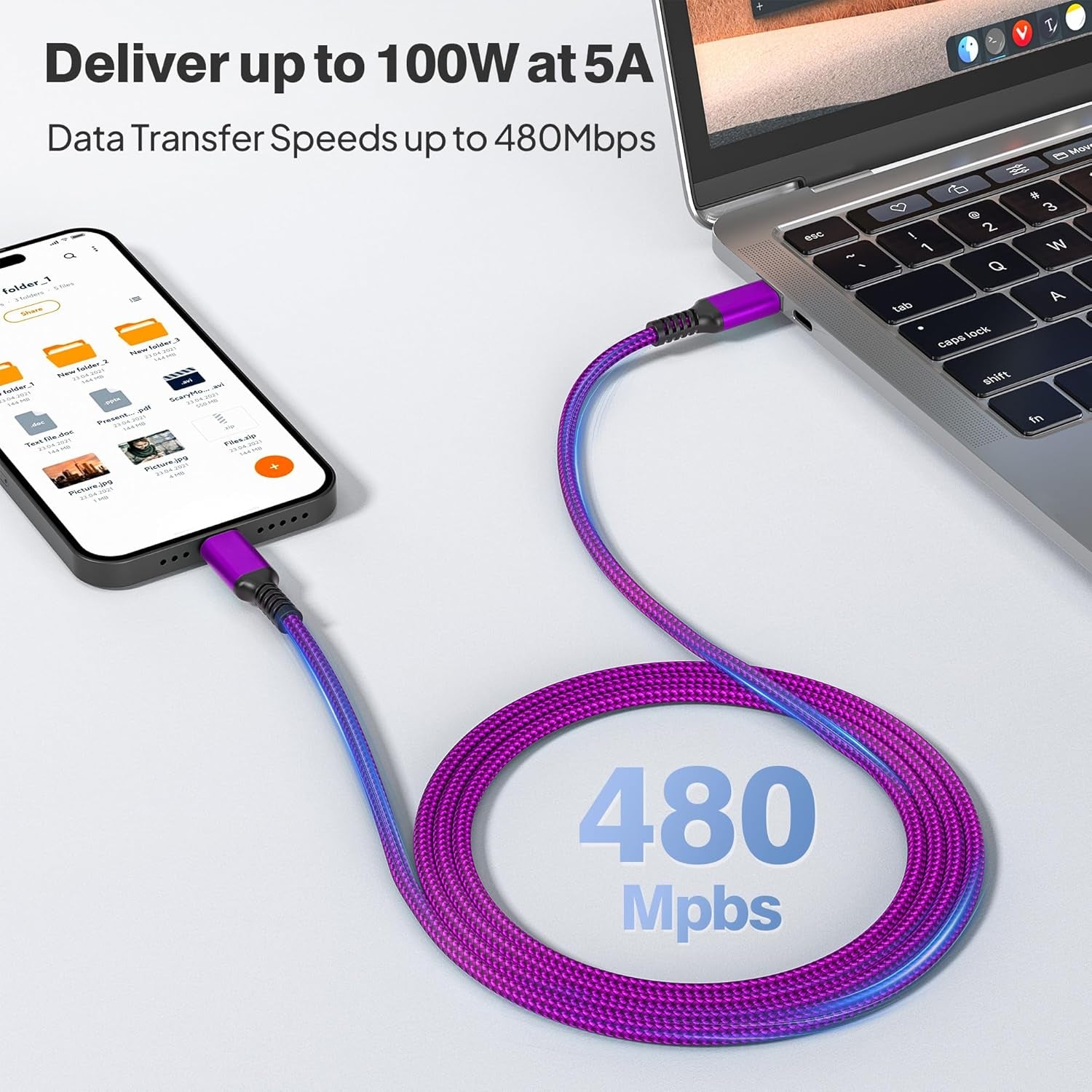 Ultimate 100W USB-C Charging Cable 3-Pack (3.3FT, 6.6FT, 10FT) – Fast Charge for iPhone 16 Pro Max, MacBook, iPad, AirPods, & Samsung Galaxy S25/S24/S23 Ultra