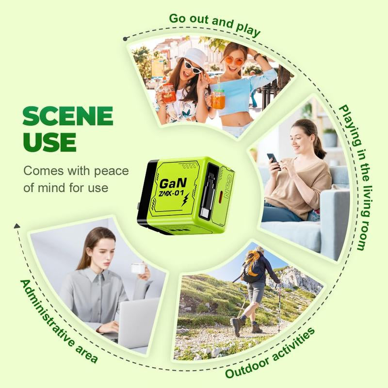 4 1 Charging Cable 120W Gan Charger Fast Charging,Retractable Phone Charger Wall Plug with Lightening and Type-C Cables,For Iphone16/15/14/13/12/11 Series, Galaxy S25 24,Android and More Smartphone Cellphone Electronic Chargers