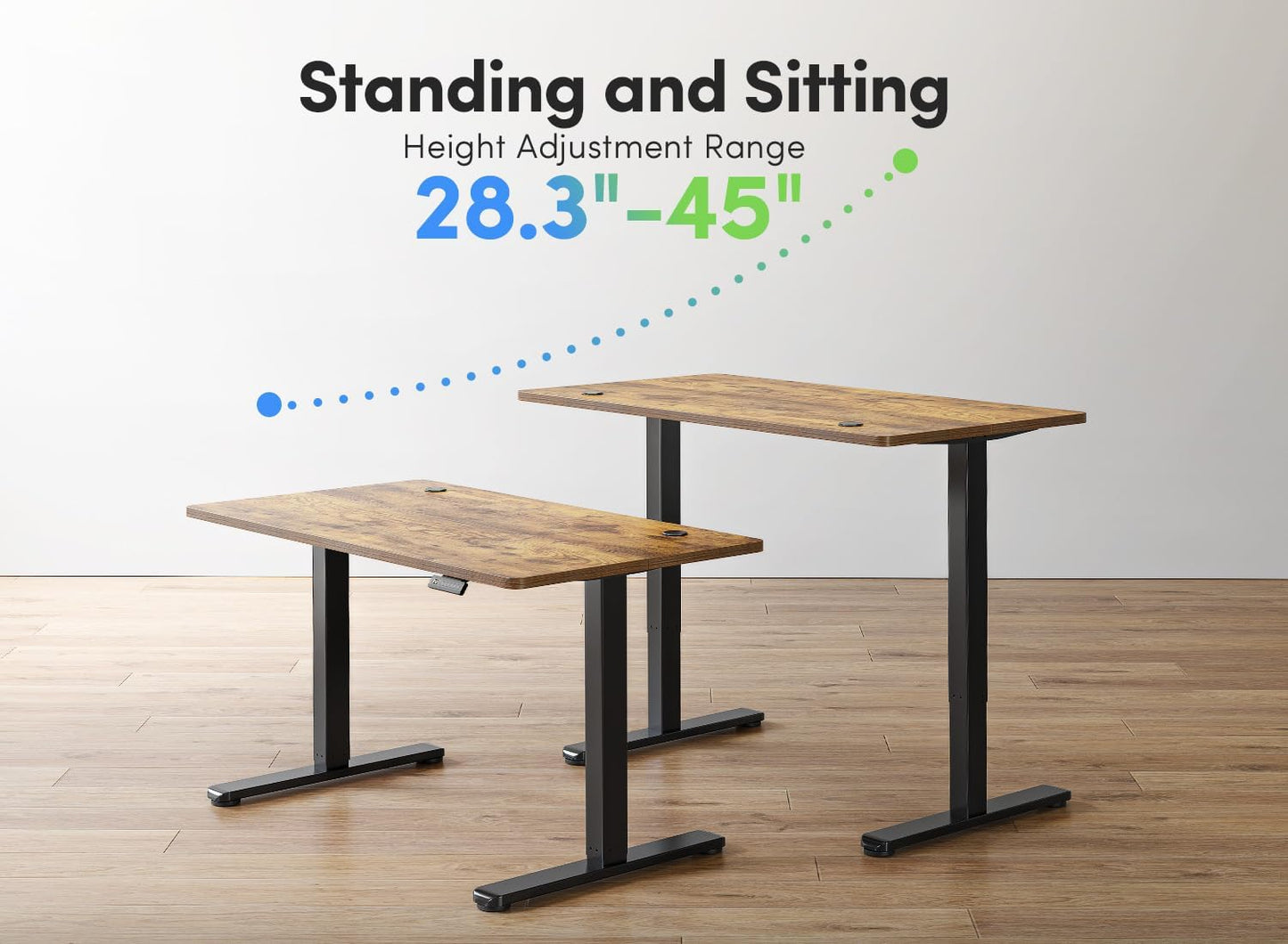 FEZIBO Height Adjustable Electric Standing Desk - 48x24 Inches Rustic Brown Sit-Stand Home Office Solution