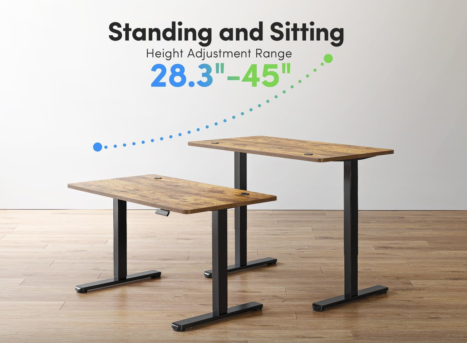 FEZIBO Height Adjustable Electric Standing Desk - 48x24 Inches Rustic Brown Sit-Stand Home Office Solution