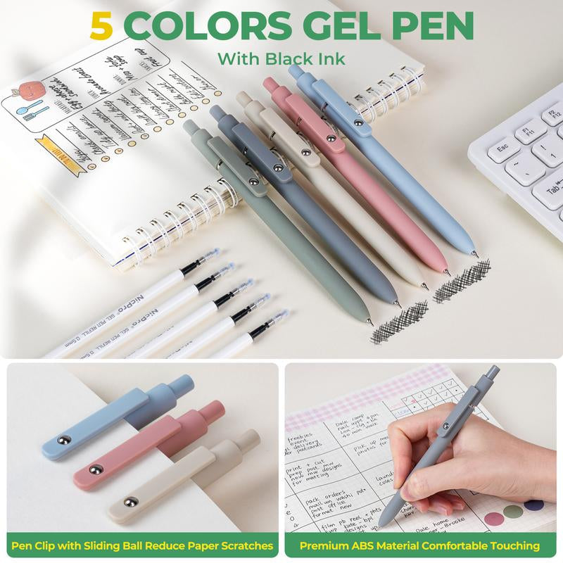 Nicpro 50 Pack Aesthetic School Supplies with Pen Case, 5 Quick Dry Retractable Black Ink Pens, 12 Pastel Highlighters, 6 Pastel Mechanical Pencil Set 0.5 & 0.7 & 0.9 & 2.0 Mm for Students Stationary