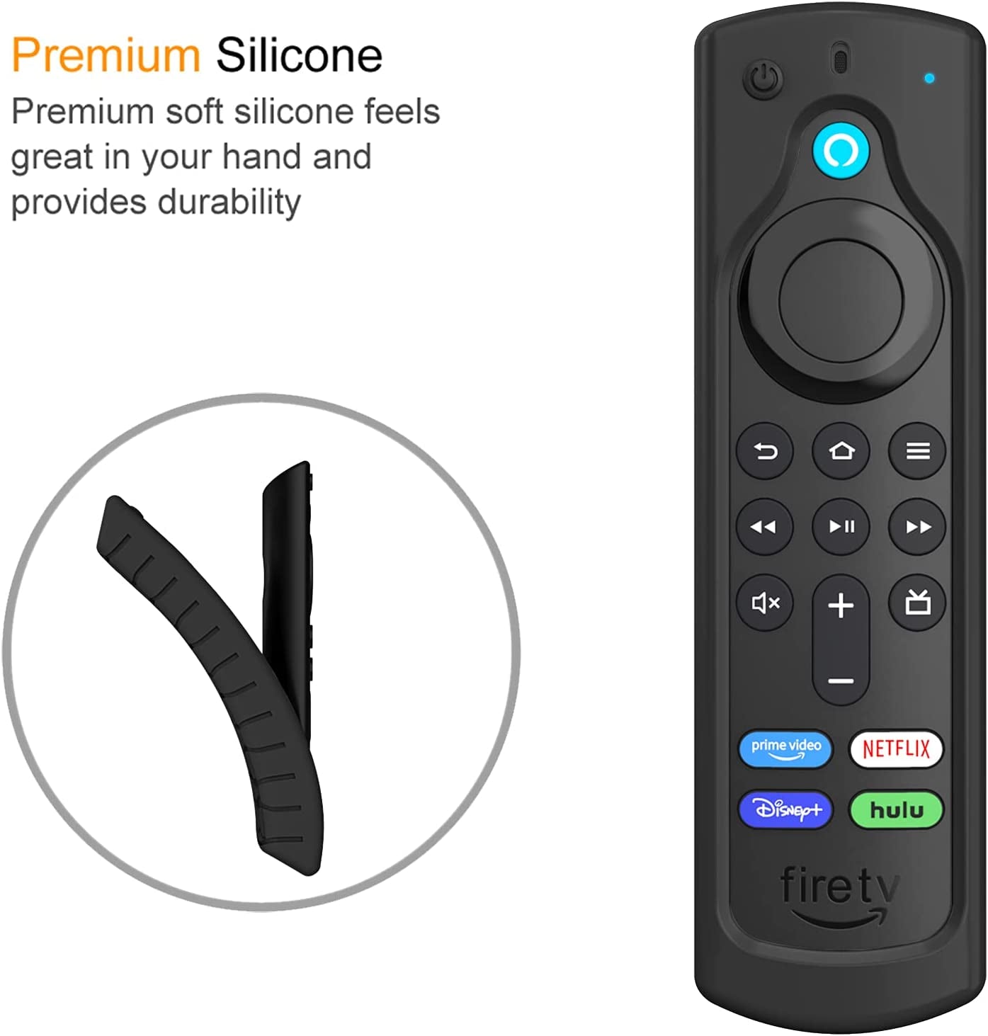 Casebot Premium Anti-Slip Silicone Remote Cover for Fire TV Stick HD/4K/Max & Alexa Voice Remote - Shockproof Protection, Black