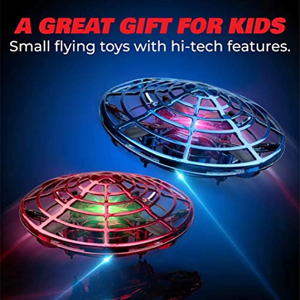 Scoot Duo Aerial 5 Sensor Mini Drones, Hand Operated UFO with Multi-Color LED Lights, STEM Drone Toy for Boys and Girls