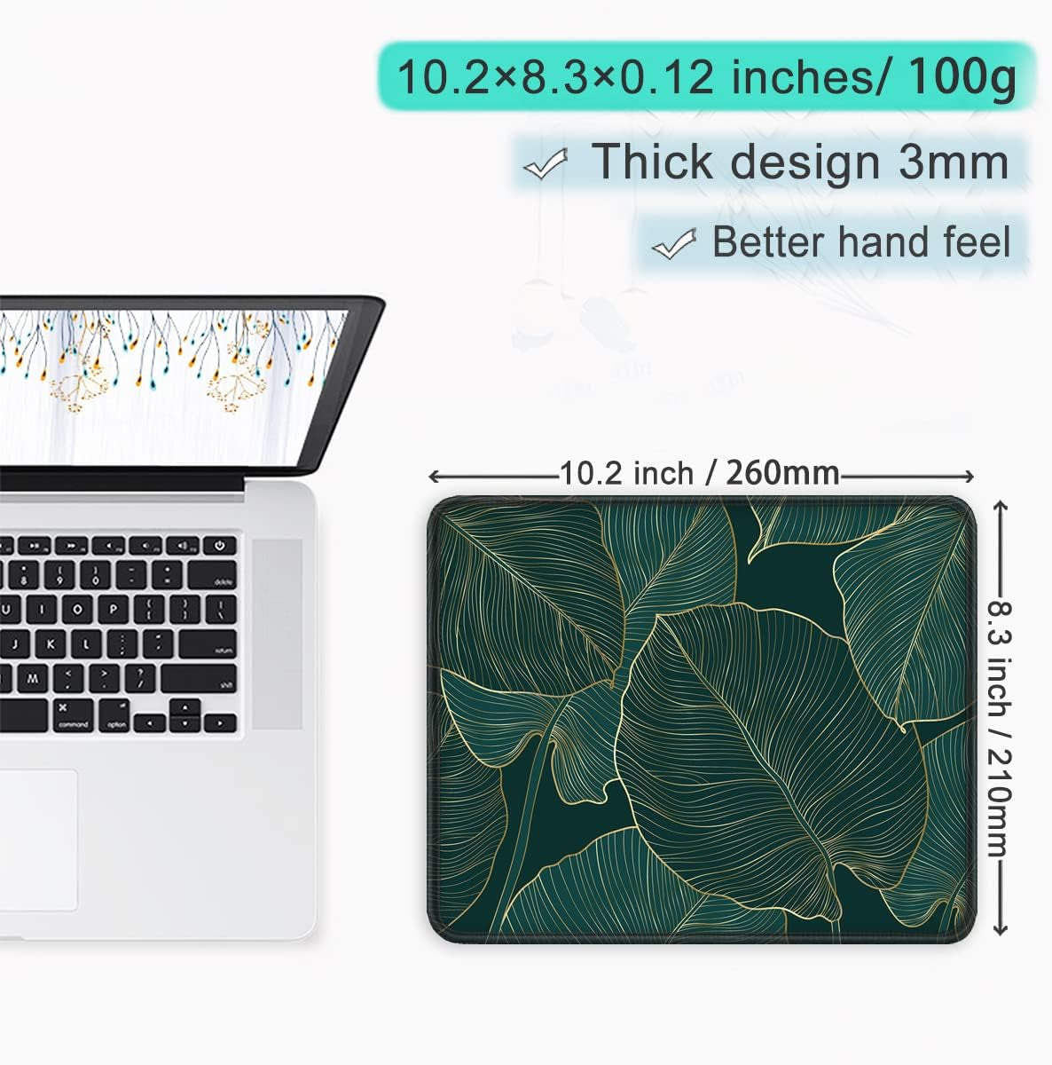 ITNRSIIET Premium Mouse Pad - Non-Slip Rubber Base, Waterproof & Washable, Precision Smooth Texture, Stitched Edge - Stylish 10.2"x8.3" Palm Design