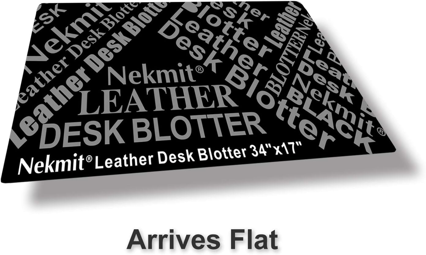 Luxurious Black Leather Desk Blotter Pad - 34" x 17", Non-Slip & Waterproof
