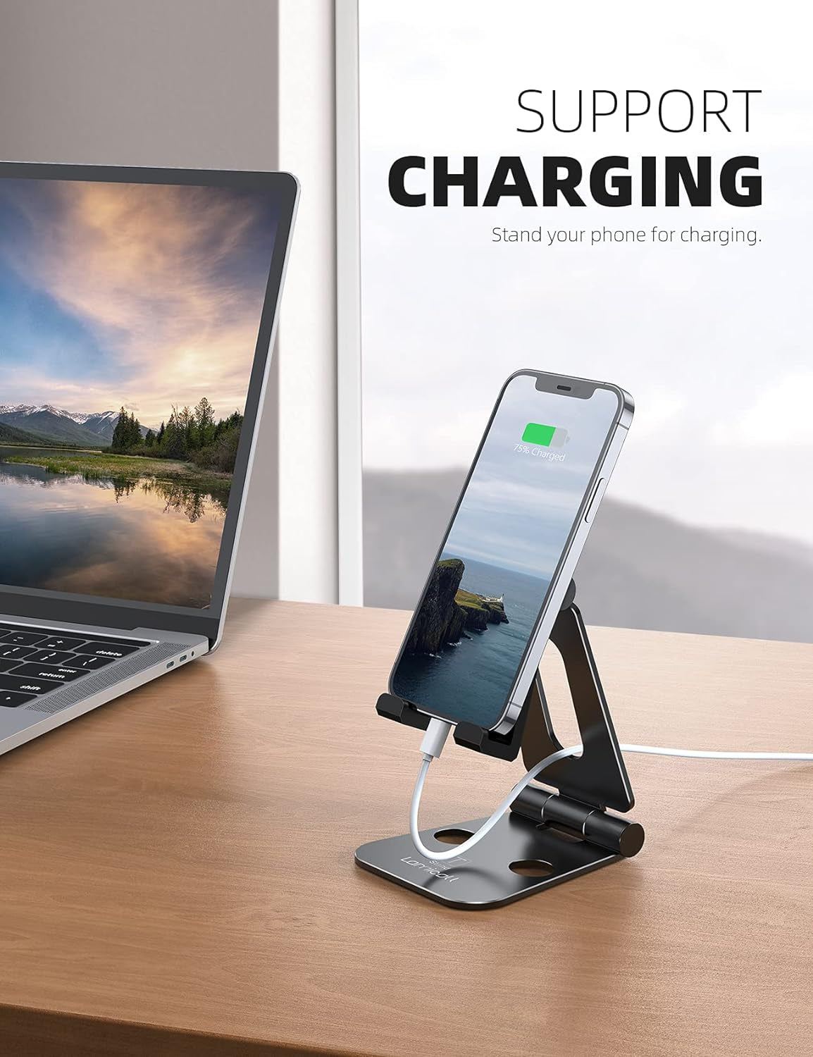 Lamicall Adjustable Phone & Tablet Stand - Versatile Foldable Dock for iPad, Switch & Smartphones (4-10 inches)