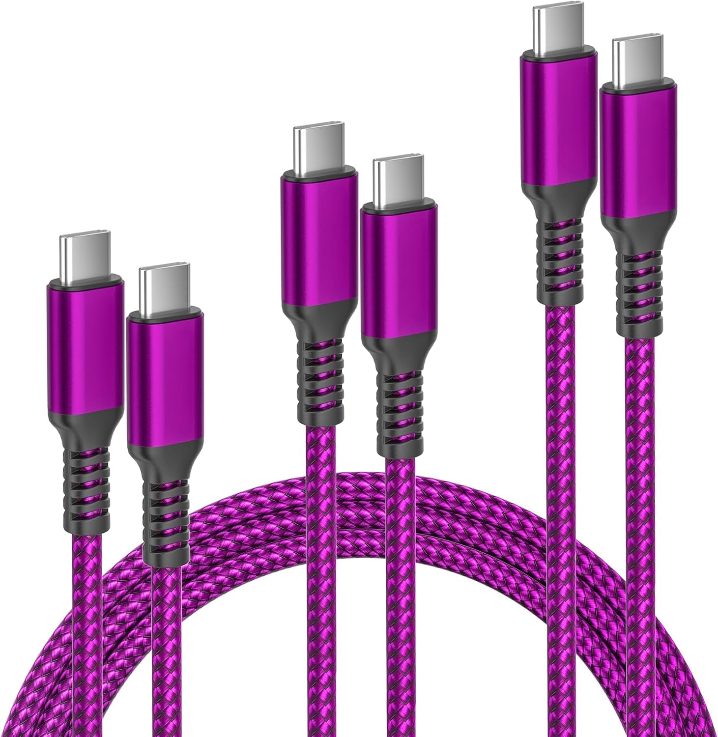 Ultimate 100W USB-C Charging Cable 3-Pack (3.3FT, 6.6FT, 10FT) – Fast Charge for iPhone 16 Pro Max, MacBook, iPad, AirPods, & Samsung Galaxy S25/S24/S23 Ultra