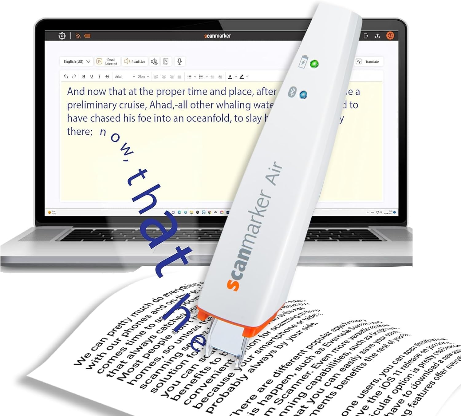 Scanmarker Air: The Ultimate Electronic Translation & Reading Pen for Students, Professionals, and Dyslexia – Compatible with Mac, Windows, iOS & Android (White)