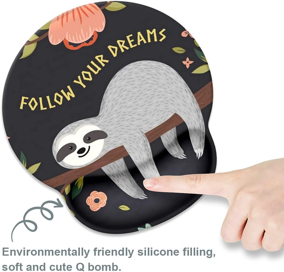 Ergonomic Adorable Sloth Mouse Pad with Non-Slip Base - Perfect for Gaming & Office Use!