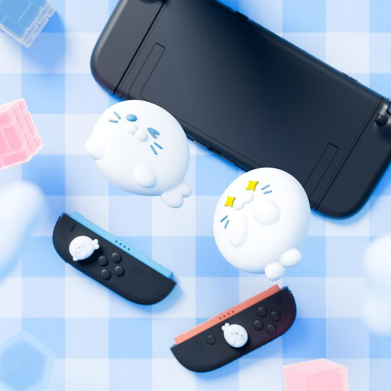 Playvital Thumb Grips for Nintendo Switch 2, Kawaii Silicone Thumbstick Caps for Joycon 2, Joystick Cover for Switch 2 Accessories - Cutie Seal Squad